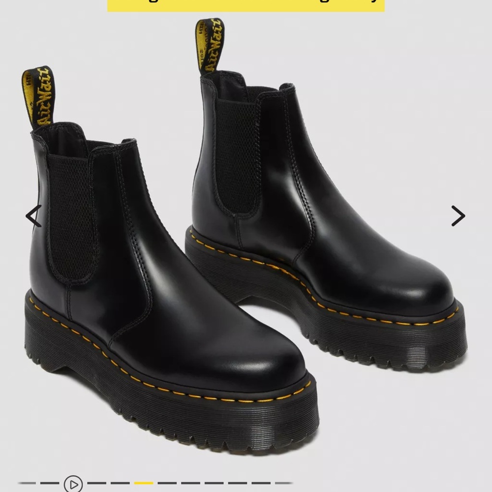 Black Leather Chelsea Platform Boots